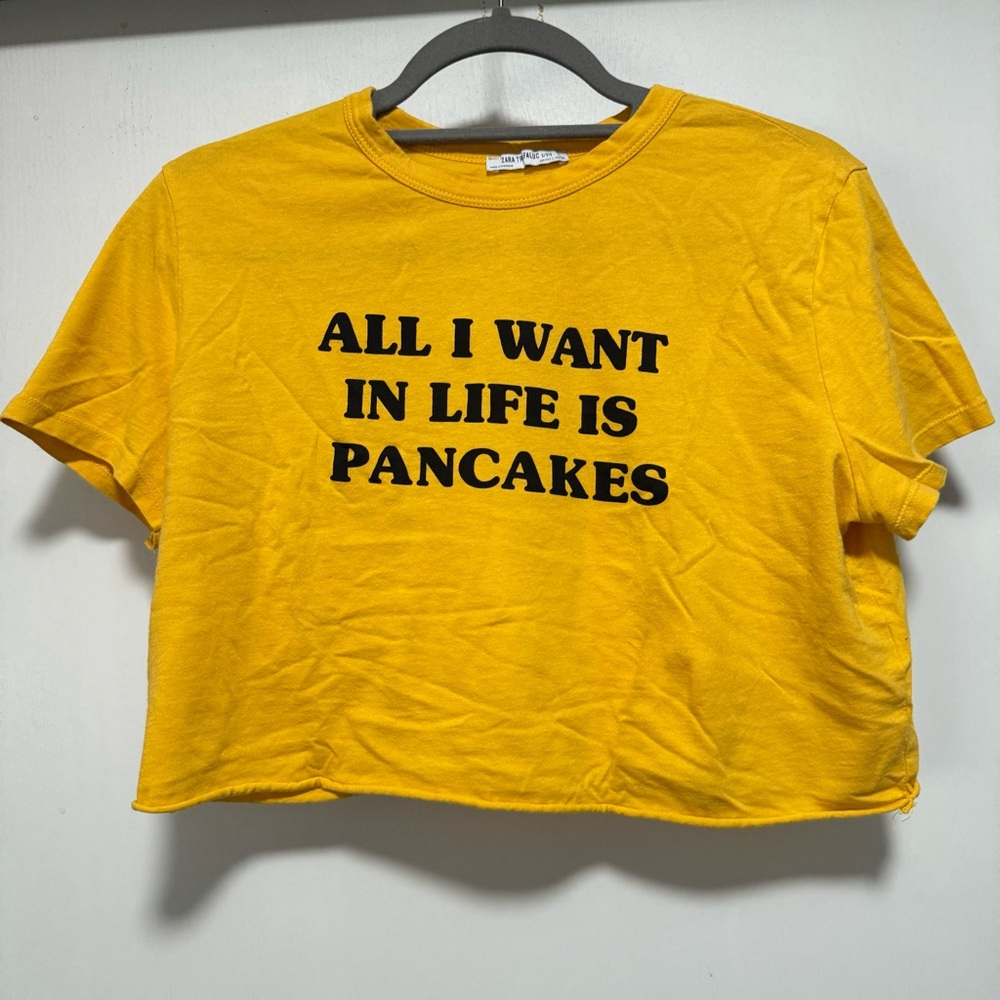 Zara Yellow Graphic Tee Size L